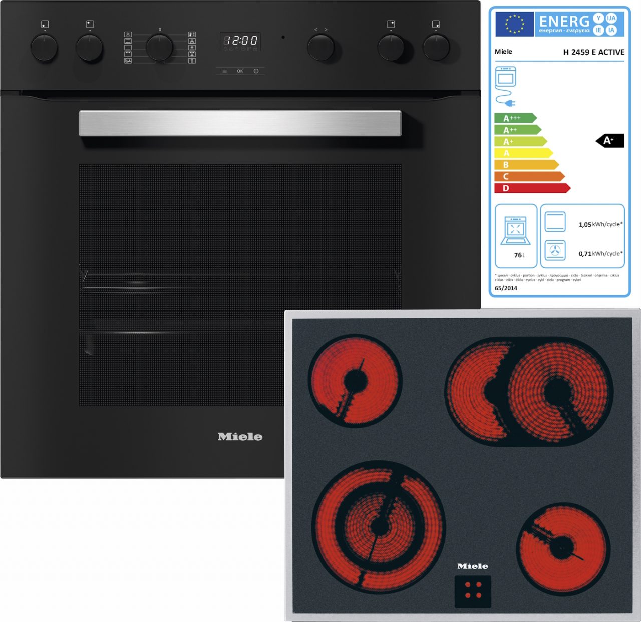 Miele TwinSet Comfort (H 2459 E + KM 6003 LPT) - Obsidianschwarz-Edelstahl