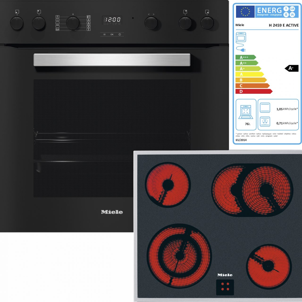 Miele TwinSet Comfort (H 2459 E + KM 6003 LPT) - Obsidianschwarz-Edelstahl